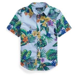 Colorful Floral Striped Shirt